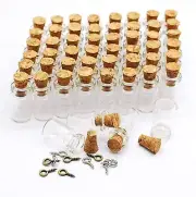 60 Pcs 0.8Ml Mini Small Bottles Vials Clear Glass Bottles Tiny Jars with Cork