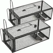 2-Pack Humane Live Mouse Rat Traps for Indoors and Outdoors (Black)