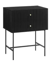 [Sarantino] Arden Fluted 2-Drawer Bedside Table Night Stand in Black
