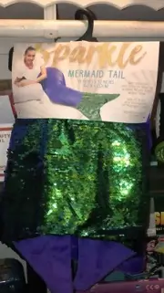 Sparkle Purple Green Plush Mermaid Tail Sleeping Bag Blanket