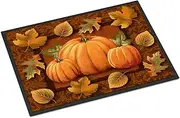 Caroline's Treasures PTW2009JMAT Pumpkins and Fall Leaves Doormat 24x36 Front Door Mat Indoor Outdoor Rugs for Entryway, Non Slip Washable Low Pile, 24H X 36W