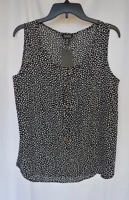 New Jones New York Signature Black Combo Women's Medium Tie Front Blouse..