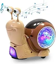 Toddmomy Crawling Snail Baby Toy Toddler Luminous Snail Toy, Electric Snail Toy with Light-up Music, Tummy Time Crawling Snail Toys, Musical Crawling Snail Toys Interactive Sensory Toy (Brown)