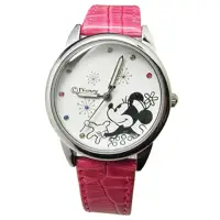 在飛比找博客來優惠-【Disney迪士尼】Mickey 璀璨煙花_皮帶手錶桃紅色