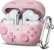 Game case Compatible with Samsung Galaxy Buds 3 Case & Galaxy Buds 3 Pro Case,with 3D Decompression Button,Soft Silicone Classic Game Player Design Case Cover Pink