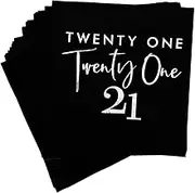 40pcs Black and Silver 21st Birthday Disposable Paper Napkins,21st Birthday Party Decorations for Cake Dessert Berverage Tableware Cocktail Napkins