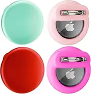[FlyCoco] AirTag 4 Pack Hidden Case for Apple, Air Tag Holder Silicone GPS Tracker Case with Safety Invisible Pin AntiLost, for Children Elderly Clothes Shoe Backpack Luggage (Red Pink Rose MintGreen)