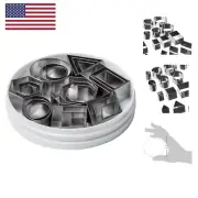 Plain Edge Geometric Shapes Cutters in Graduated Sizes, Stainless Steel, 24 P...