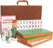 Chinese Mahjong Set, Mahjong Game Set with 146 Numbered Large Tiles (1.5", Green