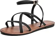 [DADAWEN] Women's Ankle Strap Sandals Flat Thin Summer Casual Sandals