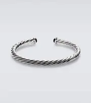 [David Yurman] David Yurman Cable 14kt gold and sterling silver cuff bracelet with onyx M silver