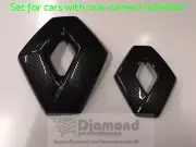 CARBON EFFECT FRONT&REAR badge COVERS for Renault Clio 4 2017-19 cars w. camera