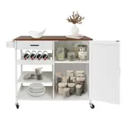 ACA Kitchen Island Trolley Rolling Serving Cart Utility Storage Cart Shelf White
