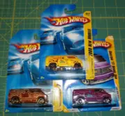 3X - 2008 Hot Wheels New Models - Custom '77 Dodge Van - Brown, Yellow, Purple