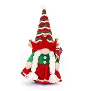 Faceless Female Christmas Gnome Holding Lollipop