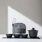3in1 Teapot Teacup Kit Ceramic Tea Cups Mug Travel Tea Set For Outdoor Camping