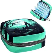 Period Bag,Sanitary Napkin Storage Bag,Scary Full Moon Bat,Tampon Holder for Purse