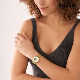 【FOSSIL 官方旗艦館】Carlie 經典金鏤空機械女錶 金色不鏽鋼錶帶 手錶 35MM ME3250(母親節)