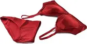 [NAVYN] Silk Bra and Panty Sets for Women Red 2 Pack Seamless No Show Bralette and Panty Sets Thin Wedding Bride Lingerie Set(S/Small)