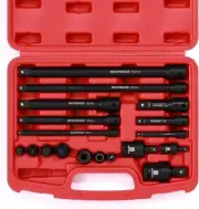 18-Piece Drive Tool Accessory Set, Includes Socket Adapters, Extensions and Univ