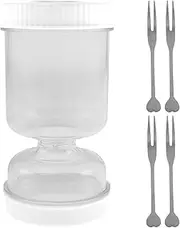 Leakproof Pickle Container with Strainer - Wet & Dry Separation, Airtight Food Storage Jar with 4 Forks, Olives - Includes Fork - Upside Down Design 9.5×18cm