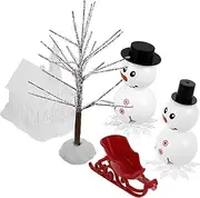 Hohopeti Mini Snowman Figurines Christmas Craft Kit Snowman Making Props Ornaments DIY Decorations Set