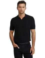 [Oxford] Corbin Cotton Knitted Polo in Black