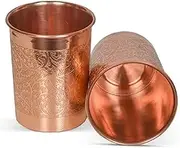 2 Pieces Handmade Copper Glass Cup for Water India Copper Tumbler Better Then Glasses, Safer Than Plastic Capacity 350 Ml (Design 03)