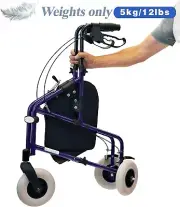 Premium 3 Wheel Rollator Walker for Seniors - Ultra Lightweight Foldable Walker