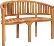 Outdoor Garden Bench, Patio Bench Relax Lounge Seat Banana Bench 120 cm Solid Teak Wood