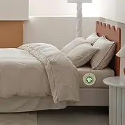 Double Stitch Organic Cotton Sheets Cal King Size - Soft & Breathable Sheet Set 4 Piece, Luxury 300 TC Sateen Weave Bedding, 100% GOTS Certified Long Staple Cotton, Made in India, Oat