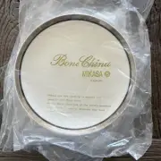 Set Of 6 Mikasa Solitude Salad Plates 7.5" White Platinum & Black Rim Brand New