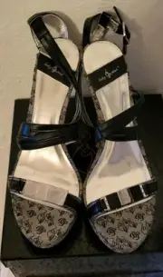 Baby Phat Black and Silver Wedge Heel (3.25”) Sandals - Women’s SIZE 11