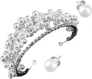 NOLITOY Stunning Baroque Pearl Tiara Fashionable Hair Decor for Women Wedding Accessory