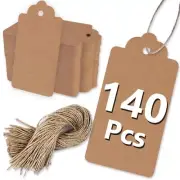 140 Pcs Large Kraft Paper Tags 2x4 Inch with Strings for Gift Arts Crafts