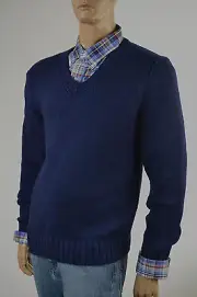 Ralph Lauren Navy Blue V Neck Linen, Silk Sweater -Small- NWT- $165