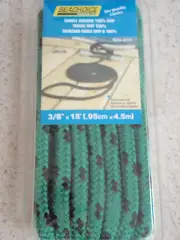 DOUBLE BRAID DOCK LINE 3/8" X 15FT SEACHOICE 42441 GREEN WITH BLACK TRACER EACH