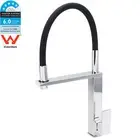 Chrome Square Pull Out Spray Silicon Hose Kitchen Mixer Faucet Laundry Sink Tap