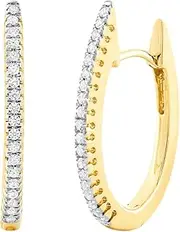 [Ordaamis] Solid 18K Gold Vermeil, CZ Diamond Huggie Hoop Earrings, Small Crystal Encrusted, Jewellery for Women