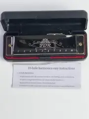 JDR Harmonica C, armonica Key of C 10 Hole 20 Tone with Case Without Box