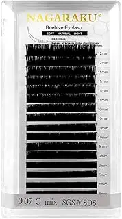 NAGARAKU Laser Eyelash Extensions Individual Longer Lasting and Lighter 0.07 D Curl 11mm 16 Rows False Eye Lashes Supplies Soft Natural Matte Black Classic Lash Extension