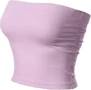 [MixMatchy] Women's Basic Tube Tops Built in Shelf Bra Strapless Crop Tops Bandeau Sexy 2024 Summer Outfits