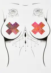 [Pastease] Neon Tie Dye Snake Print Cross Pasties