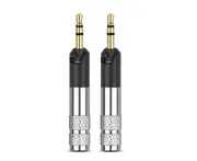 2Pieces 2.5mm 3 Pole Stereo Audio Jack Earphone Plug Adapter for HD558 HD518 HD598 Headset DIY Connector - Silver