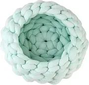 Beautiful Cat Cushion Hand Woven Round Pet Beds for Dogs Durable Machine Washable Kitten Bed Bite Resistant Non Slip for Cats Small Medium Dogs Beige,30cm/12in (Color : Green, Size : 35cm/14in)