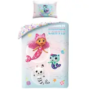 Gabby's Dollhouse Mermaid Lantis Girls Cotton Quilt Cover Set - Toddler Bed Size