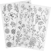 jojofuny 2Sheets Water Soluble Fabric Stabilizers for Shirt Embroidery Floral Patterns Stencils for Sewing Projects Easy to Wash Away Versatile Use for Handbags Shirts Curtains