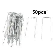 50 X Galvanised Metal Ground U Tent Pegs Gazebo Camping Tarpaulin Hooks