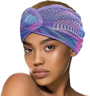 DONNA PATTERN SATIN LINED MESH WRAP Silk Hair Wrap for Sleeping Head Wrap for Women Wrap for Make up, Facial, Sport PURPLE