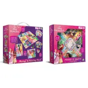 2pc Disney Princess Games & Puzzles Pack and Press-O-Matic Board Game Set 8y+